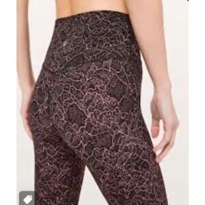 Lululemon Align Leggings Full Length 28” Lacescape Spanish Rose Black Size 6